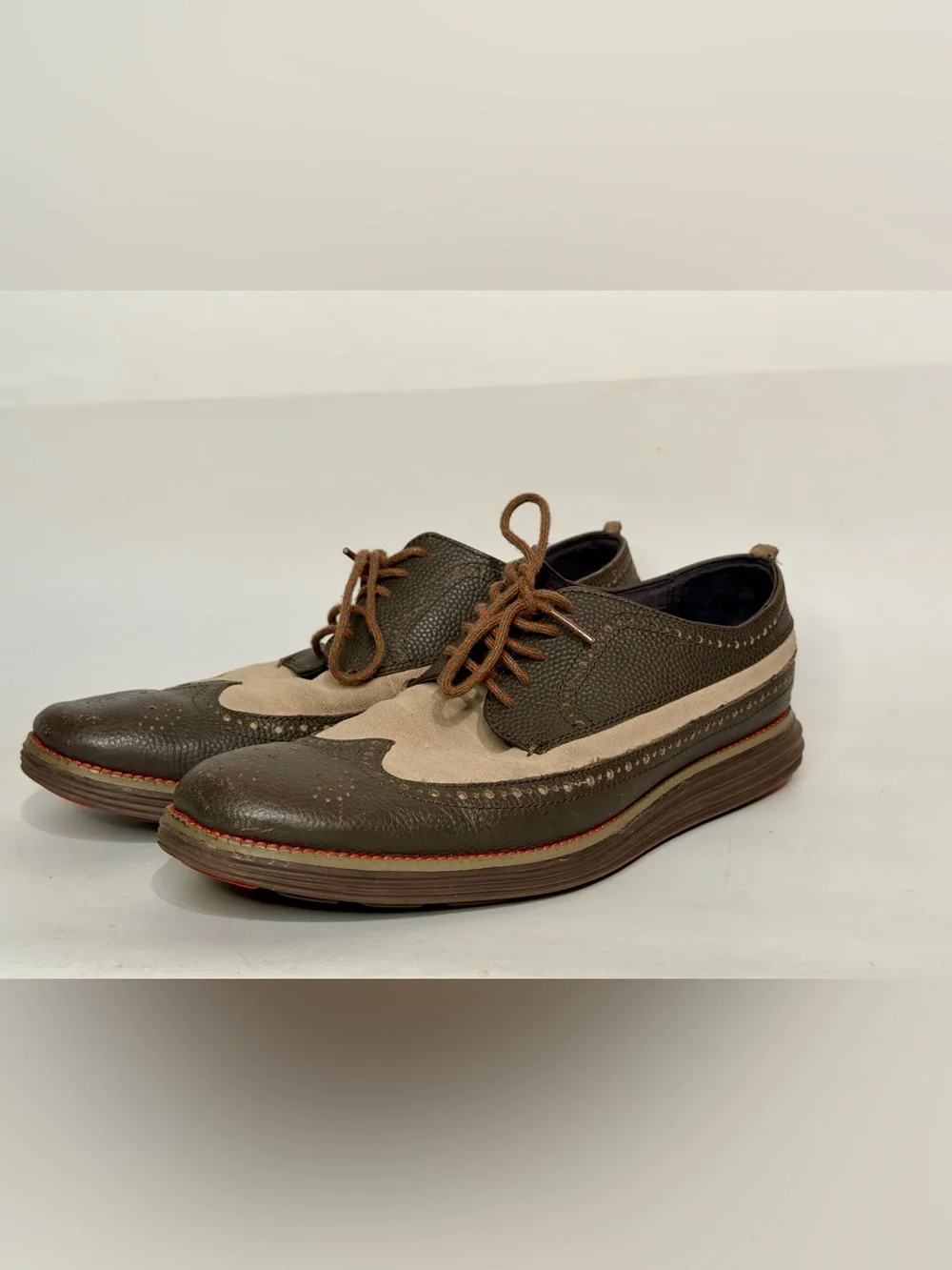 COLE HAAN Men’s 9.5 OriginalGrand Short Wingtip Oxford Men's Brown Dress Shoes